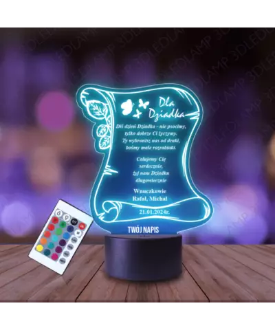 Lampka Nocna 3D LED Lamp Prezent Na Dzień Dziadka List