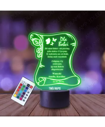Lampka Nocna 3D LED Lamp Prezent Na Dzień Babci List