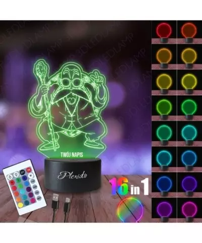 Lampka Nocna 3D LED LAMP Prezent dla fana Anime Dragon Ball Roshi Genialny Żółw 2