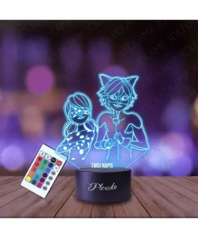 Lampka Nocna 3D LED LAMP Bajka Miraculus Biedronka i Czarny Kot